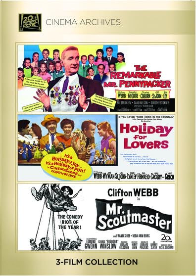 Clifton Webb Set - Remarkable Mr. Pennypacker/ Holiday for Lovers/ Mr. Scoutmaster (DVD)